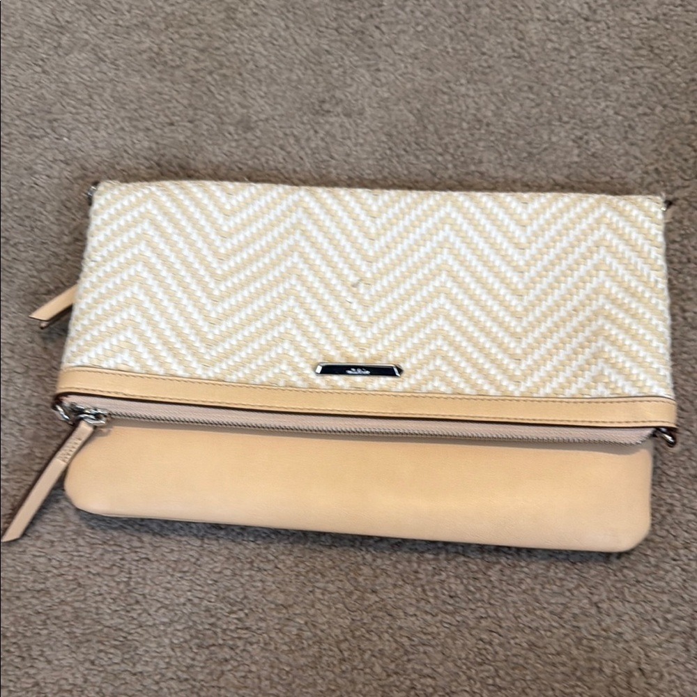 Stella & Dot Cream Chevron Clutch
